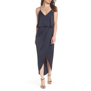 Luxe Frill Tulip Hem Maxi Dress In Sapphire